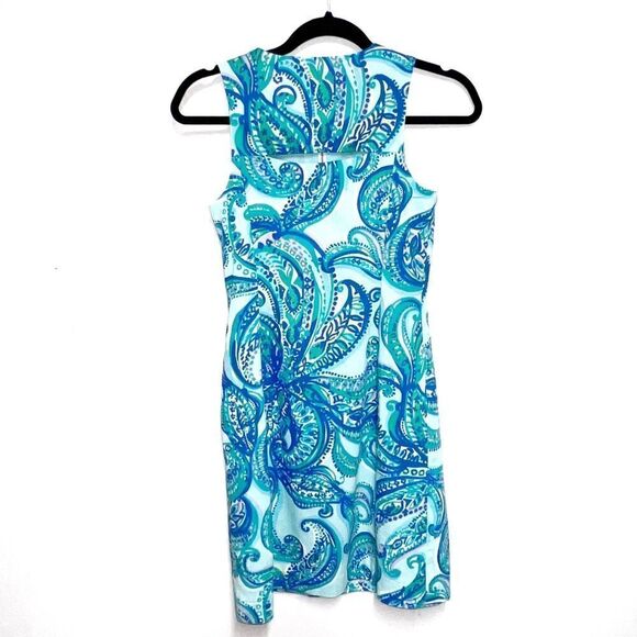Lilly Pulitzer Penelope Blue Crush Bamboom Zip Cut out Shift Dress Sz 00 $198 - Picture 6 of 10